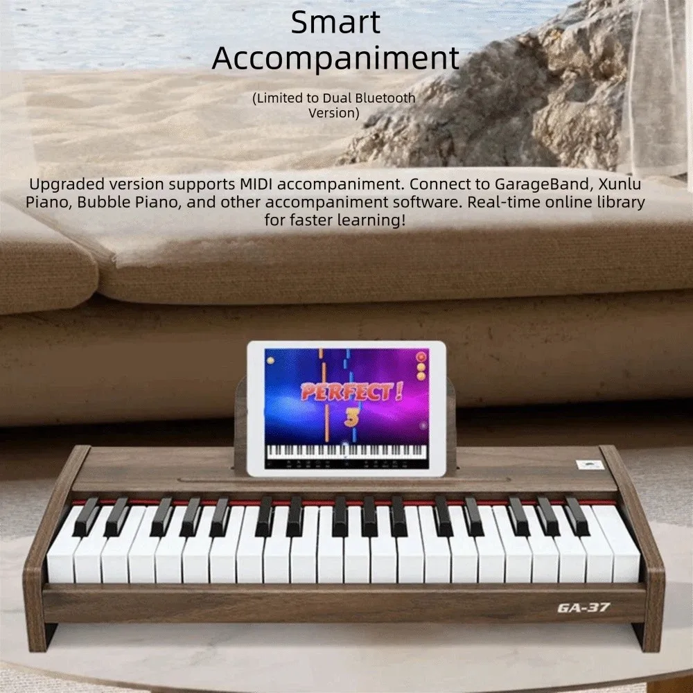 25/37 Keys Children's Piano Touch Sensitive Wooden Electronic Piano Keyboard 22mm Standard Keyboard Bluetooth Musical Instrument