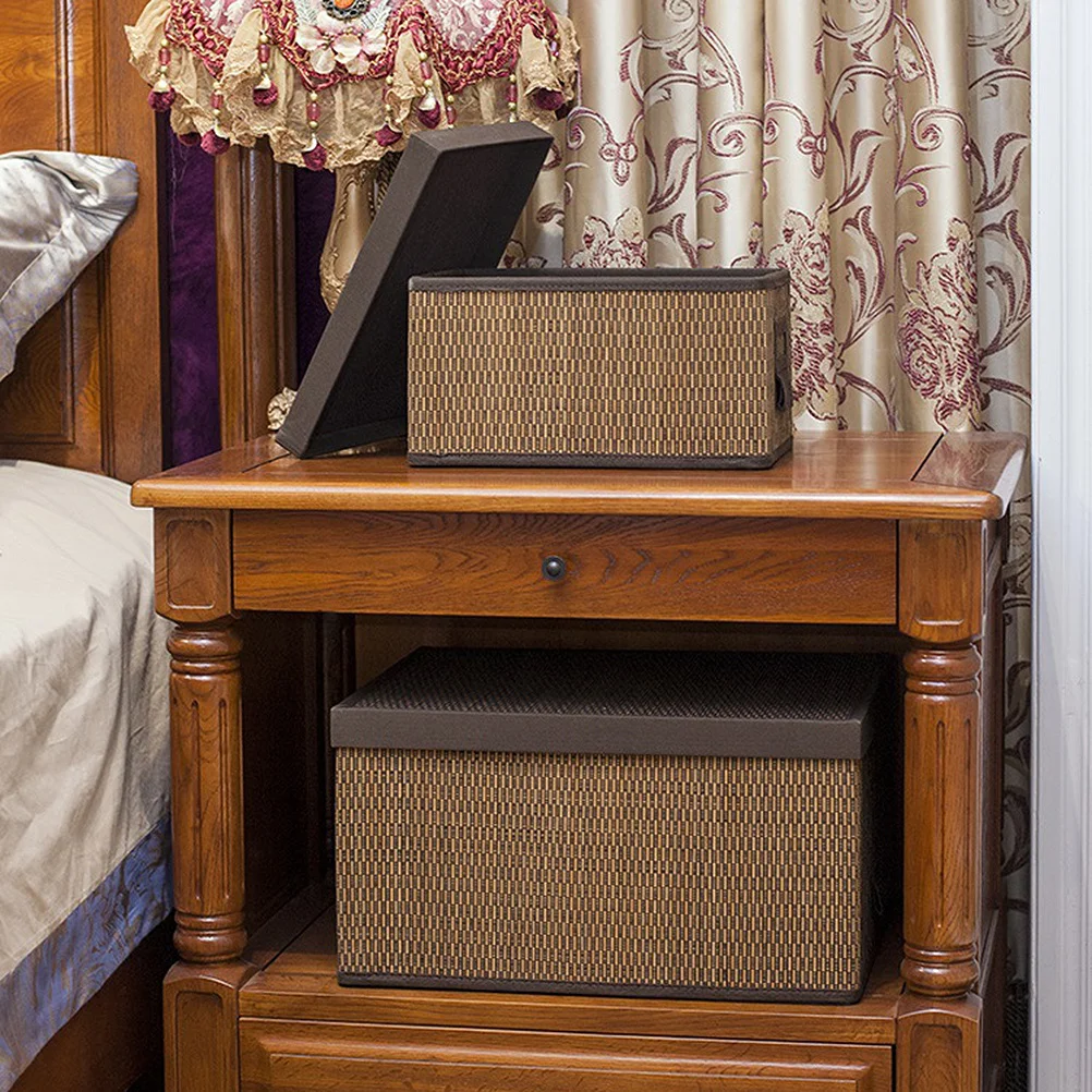 

Bamboo Home Storage Basket Foldable Laundry Basket Fabric Underwear Sundries Organizer Storage Bin for Bedroom