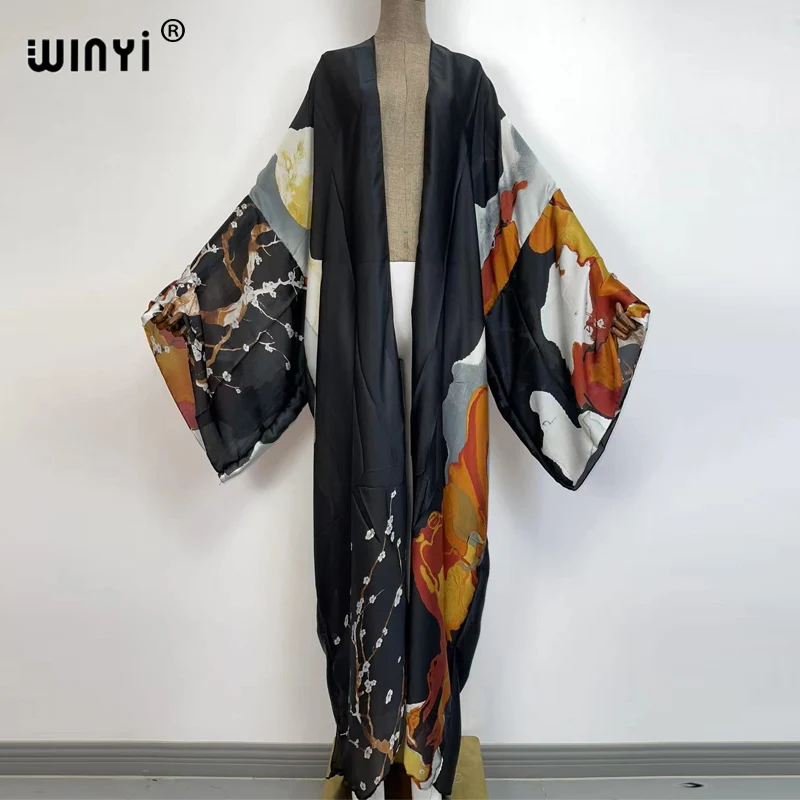 KIMONO-Bikini de manga batwing para mulheres, Boho Cardigan, Ponto, Coquetel, Sexy, Boho, Maxi Swimwear, Feriado, Fêmea, Doce, Lady