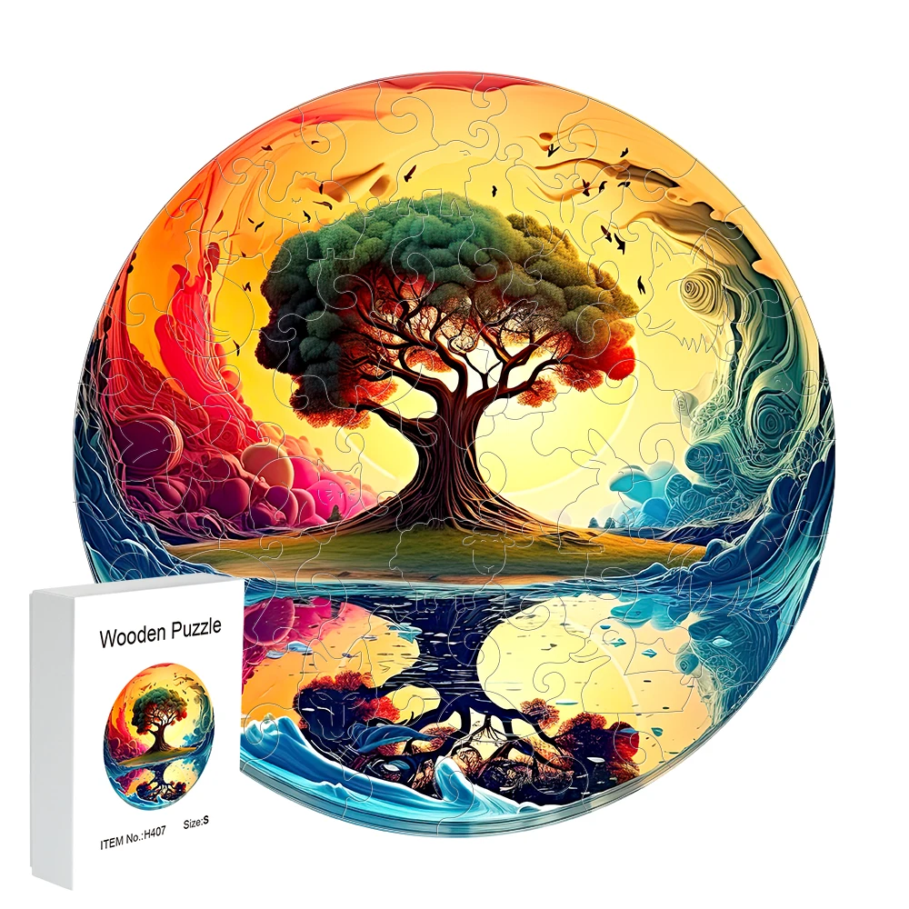 

Деревянный пазл «Древо жизни», подарочная коробка, красивый подарок на День святого Валентина, головоломка неправильной формы в форме животного, подарок для взрослых, декомпрессия