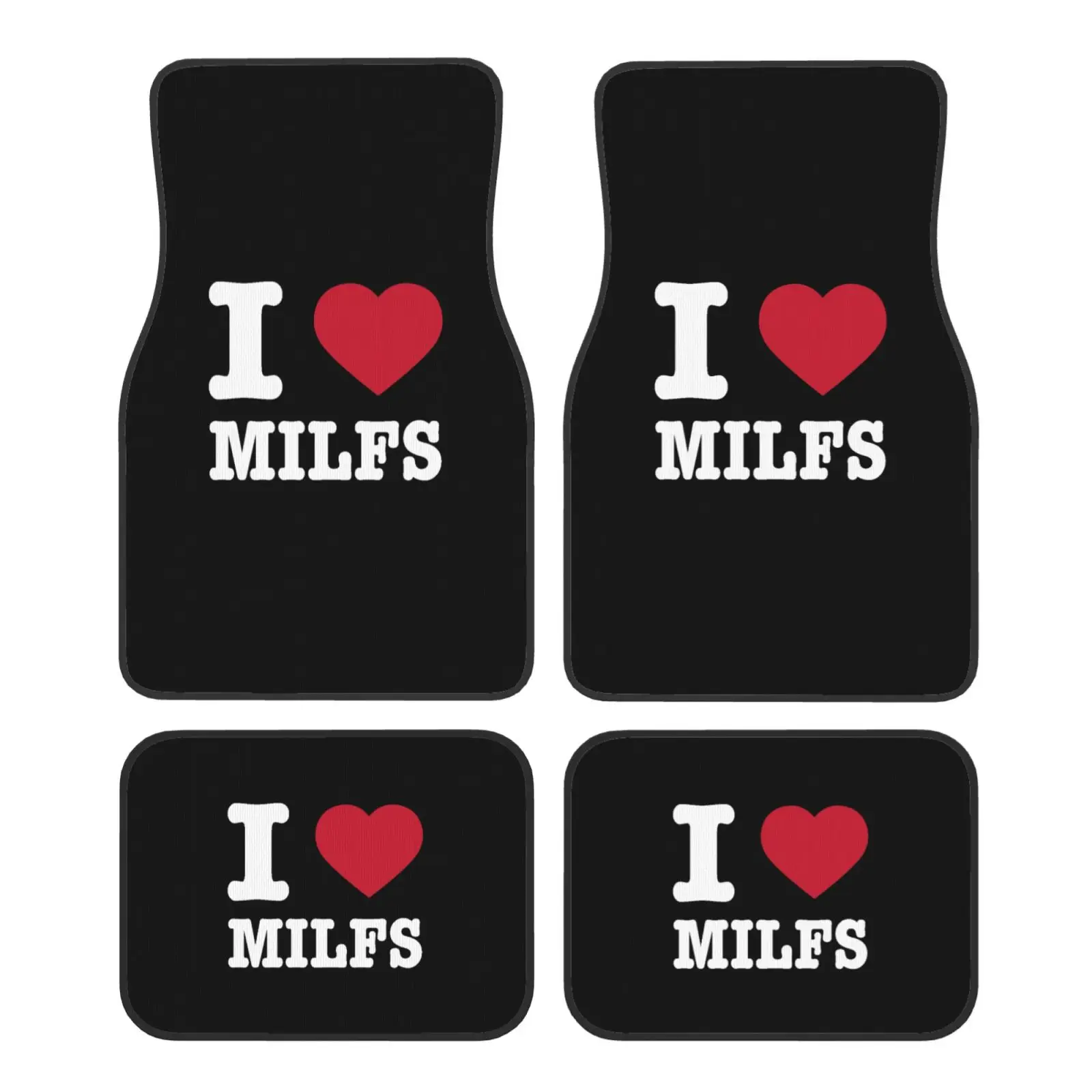 

I Love Milfs Text Print 4PCS Crystal Velvet Car Floor Mats Set of Four Anti Fouling Car Mats Carpet Anti Slip Car Floor Mat