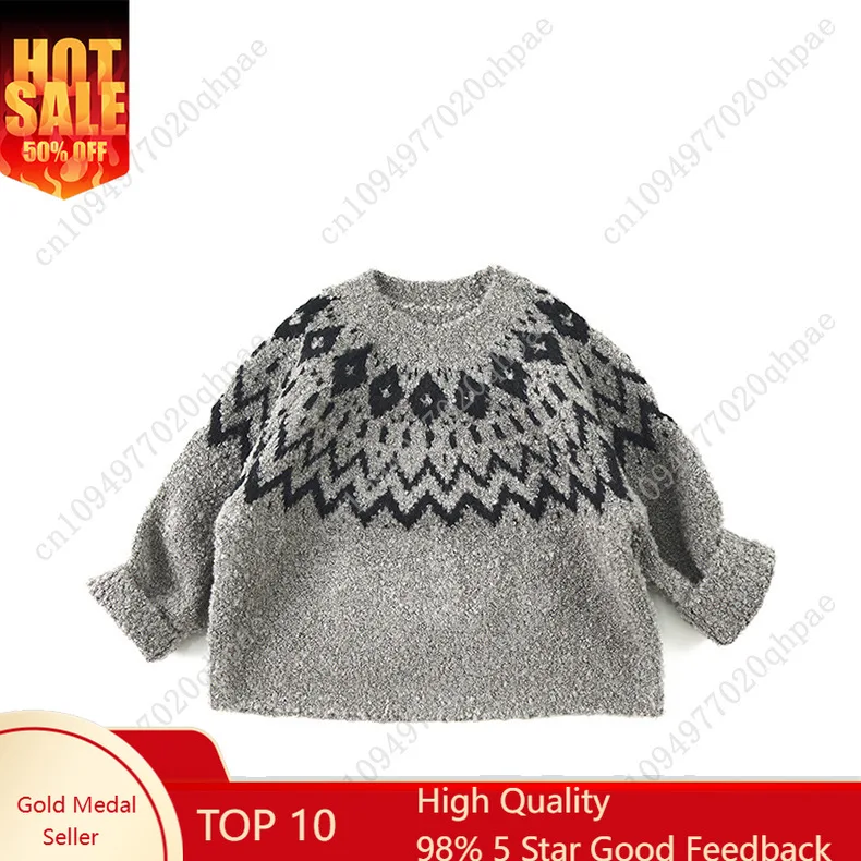 

Kids Clothes Knitted Sweater O-Neck Girls Boys Baby Knitted Tops Children Brother Sister Holiday Clothing
