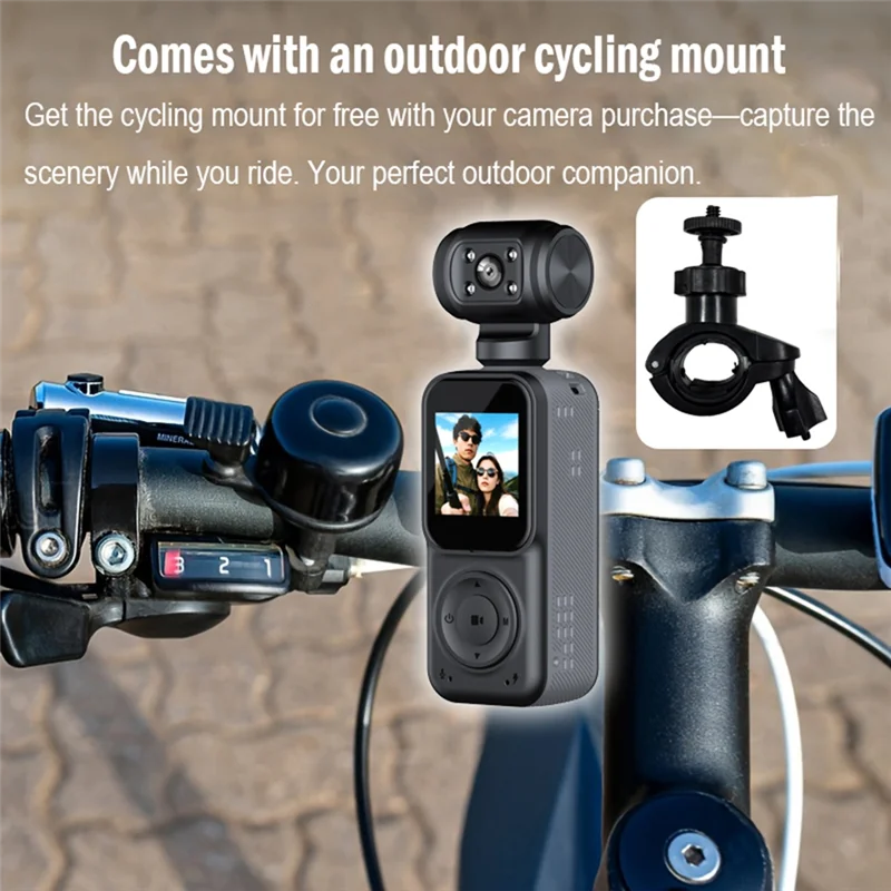 ABAC-2K Ultra HD Pocket Camera 2K Pocket Camera Videocamera sportiva Videoregistratore Gimbal Camera per sport all'aria aperta in bici da viaggio