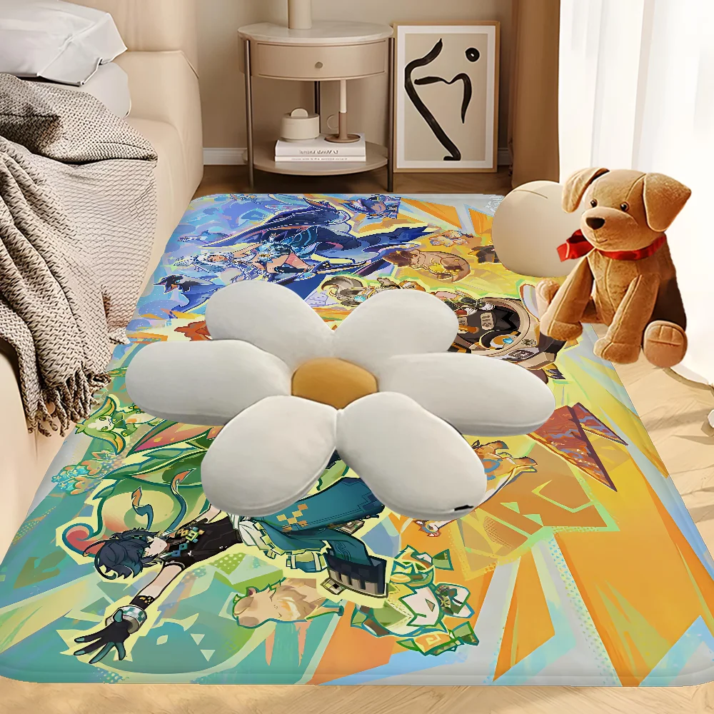 

Anime Genshin Impact Floor Mat Anti-slip Absorb Water Long Strip Cushion Bedroon Mat Alfombra