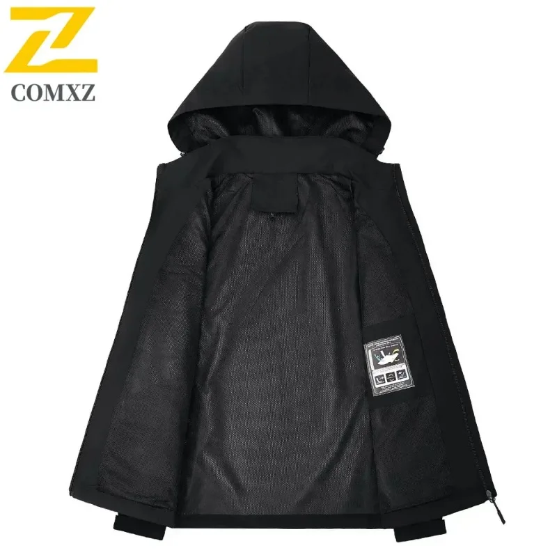 COMXZ رجالي 2025 طبعة جديدة سترة رياضية خفيفة الوزن تصميم مريح بقلنسوة لصيد الأسماك والعمل سترة واقية مقاومة للماء #3
