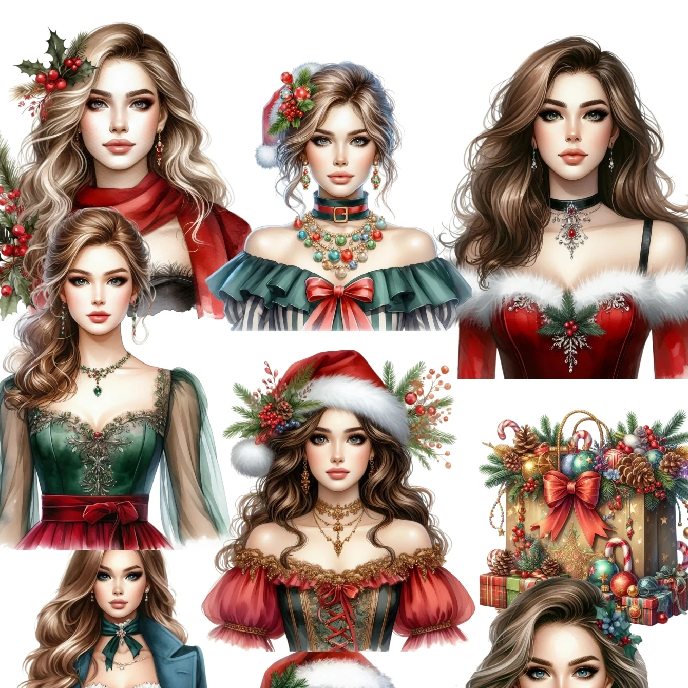 자동차 스타일링용 귀여운 빈티지 크리스마스 블론드 뷰티 스티커, 자전거 오토바이, 전화 번호부, 여행 수하물 데칼, 17 개