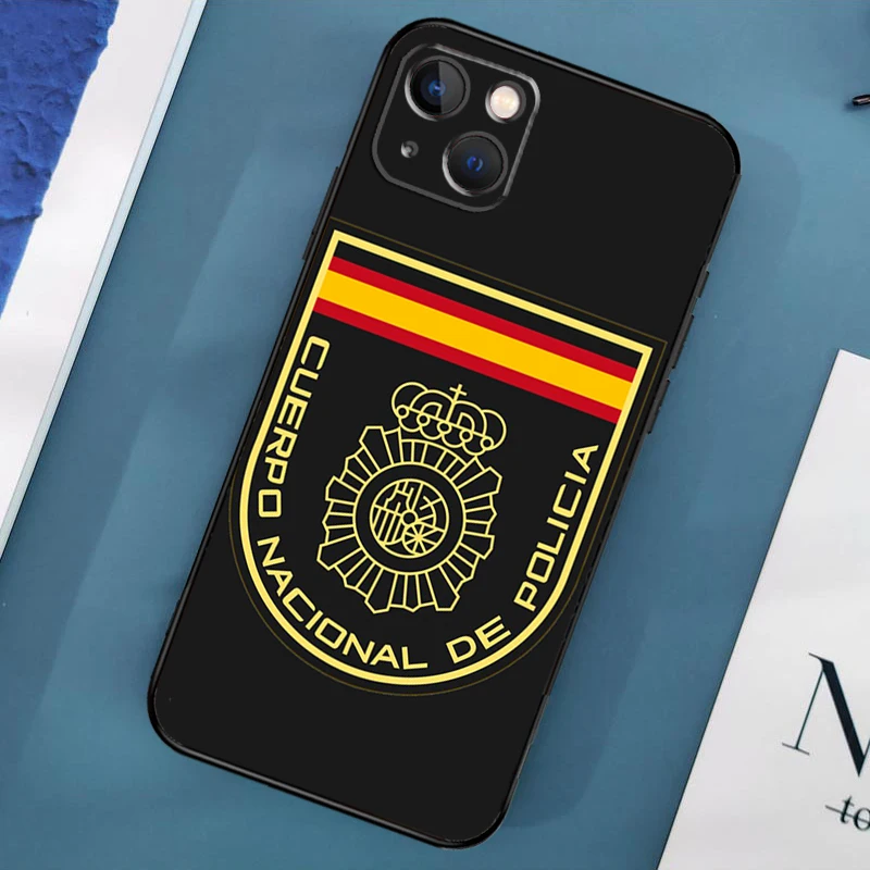 Spain National Police Logo Phone Case For iPhone 16 15 14 Pro Max 11 13 12 Mini X XR XS Max Plus Cover Capa