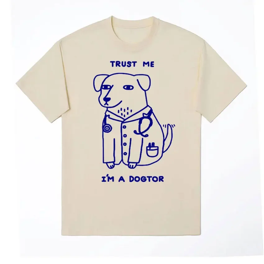 Trust Me I Am A Dogtor Meme T Shirts Dog Doctor Cool Short Sleeve T Shirt Men Teenager Retro Cotton Humor Oversized T-shirt