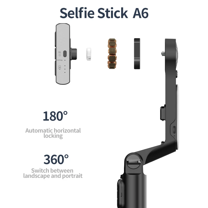 Handheld Gimbal Stabilizer for Smartphone 1-Axis with Selfie Stick Tripod Stand Wireless Bluetooth Remote for iPhone Android