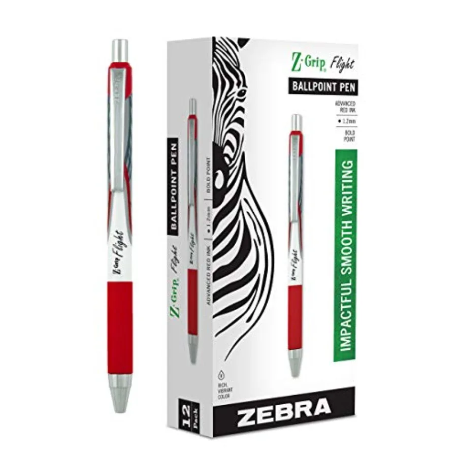 

Z-Grip Flight Retractable Ballpoint Pen, Bold Point 1.2mm, Red Ink, School Supplies, Teacher Supplies, and Office Supplies, Smo