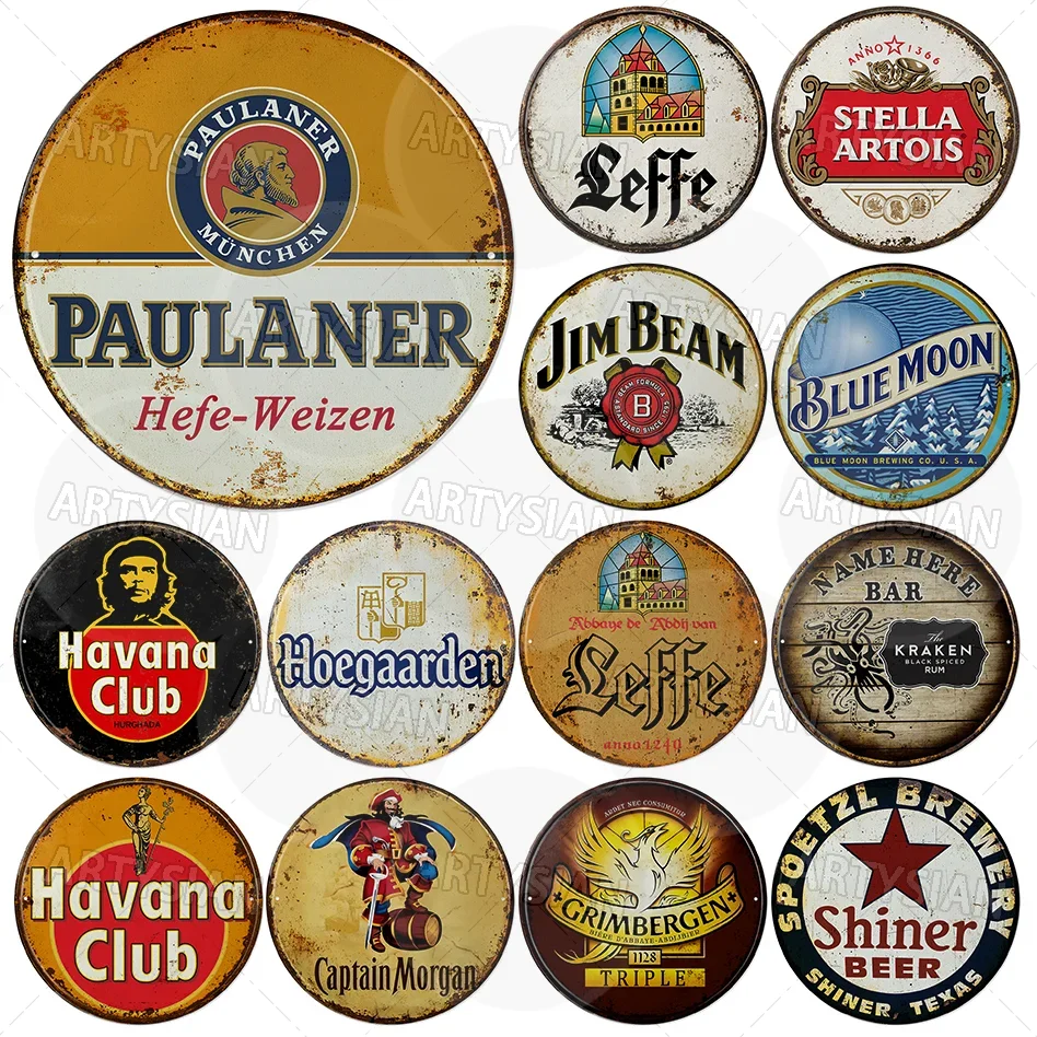 Cafe Bar Pub Drink Vintage Metal Sign Beverage Beer Brewery Metal Plaque Stella Artois Havana Club Grimbergen Grolsch Desperados