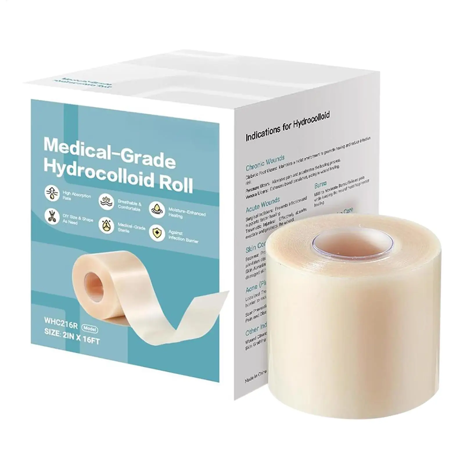 Hydrocolloid Bandage Roll 16.4ft For Wound Care Hydrocolloid Patch Bandages Waterproof Self-Adhesive For Face Body Burn Wound
