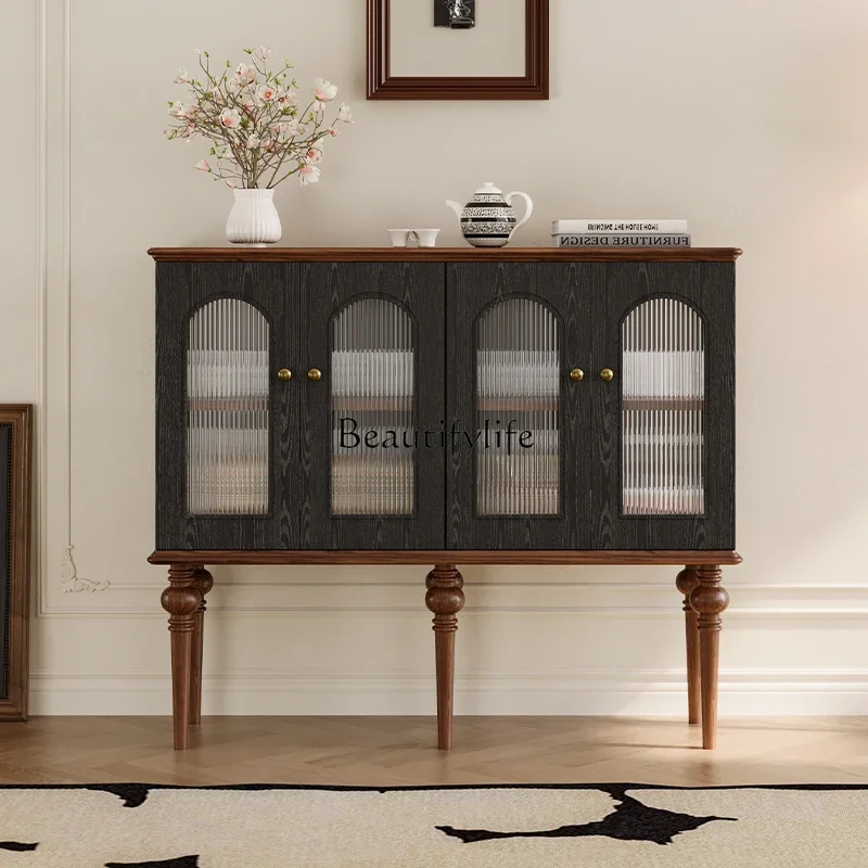 

FG44French retro all-solid wood dining side cabinet against the wall coffee cabinet