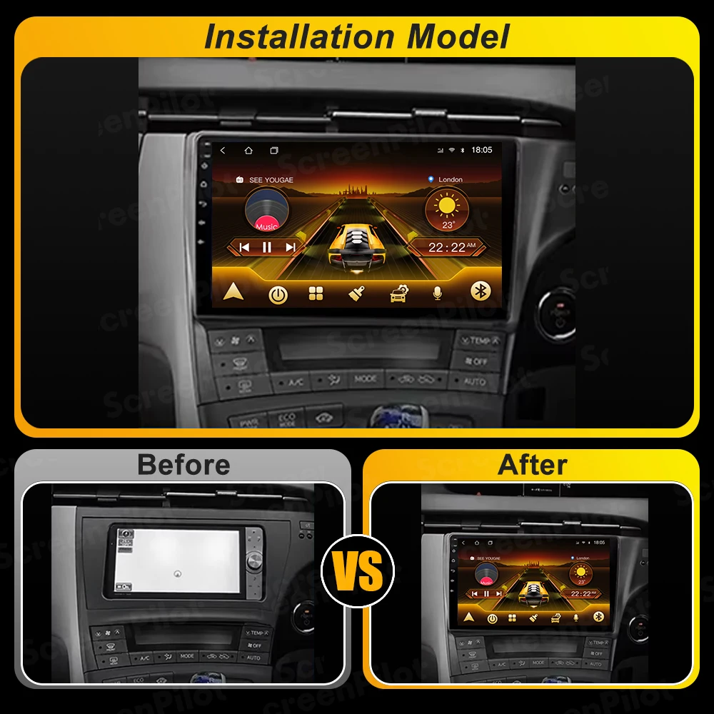 For Toyota Prius 3 XW30 2009-2015 Android 16 Car Radio Stereo Head Unit Mirror Link GPS Navigation Bluetooth 8 Core Wifi 2K QLED