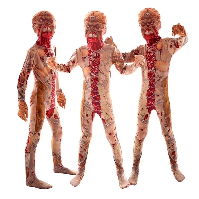 2026 Purim Halloween Costumes for Children Horror Zombies Boy Girl Skeleton Dress up Fantasy Clipart Jumpsuit Kids Monster UX10F view 5