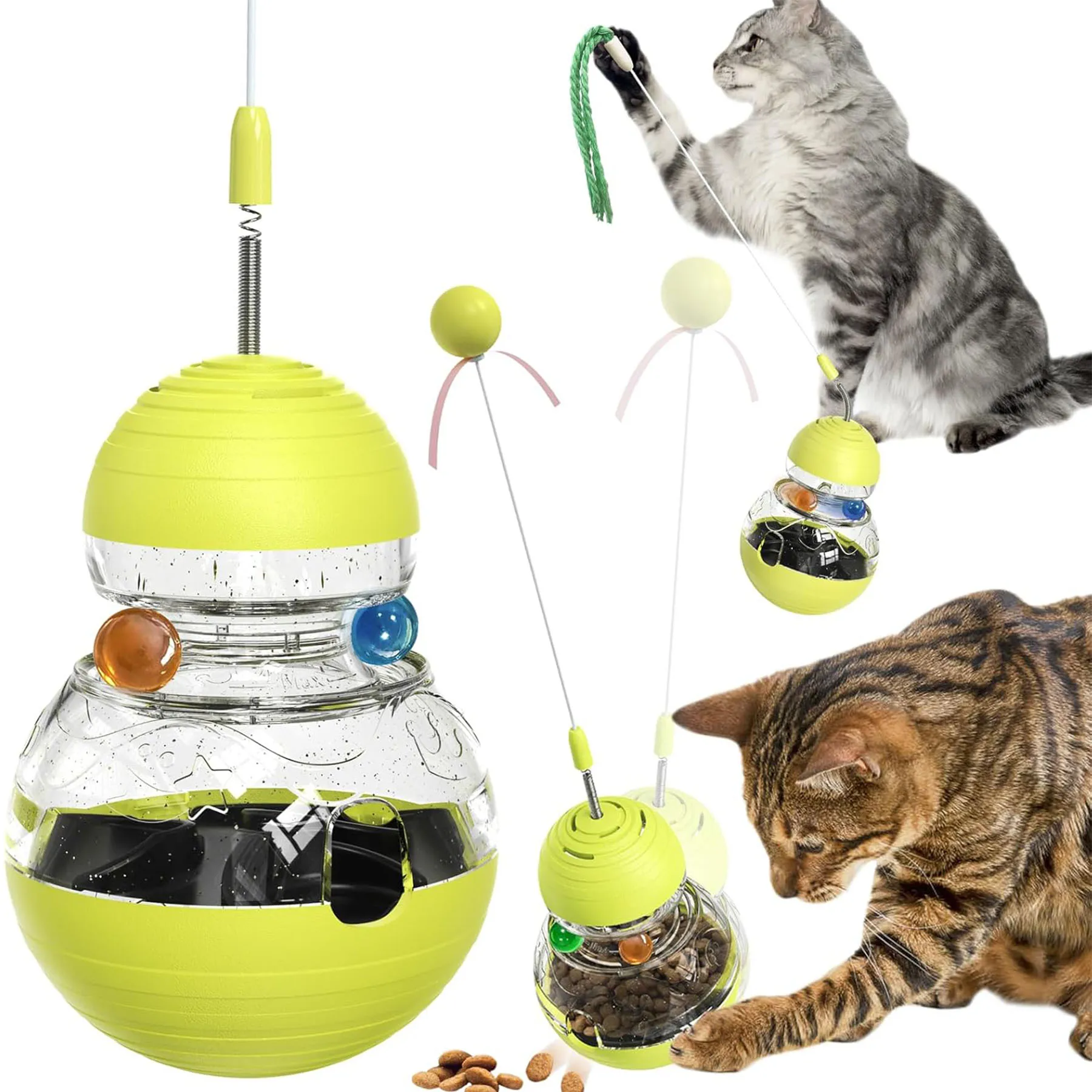 

Cat Interactive Toys for Indoor Cats Kitten Wand Toy Weight Loss Lose Kitty Tracking Balls Slow Food Dispenser Feeder
