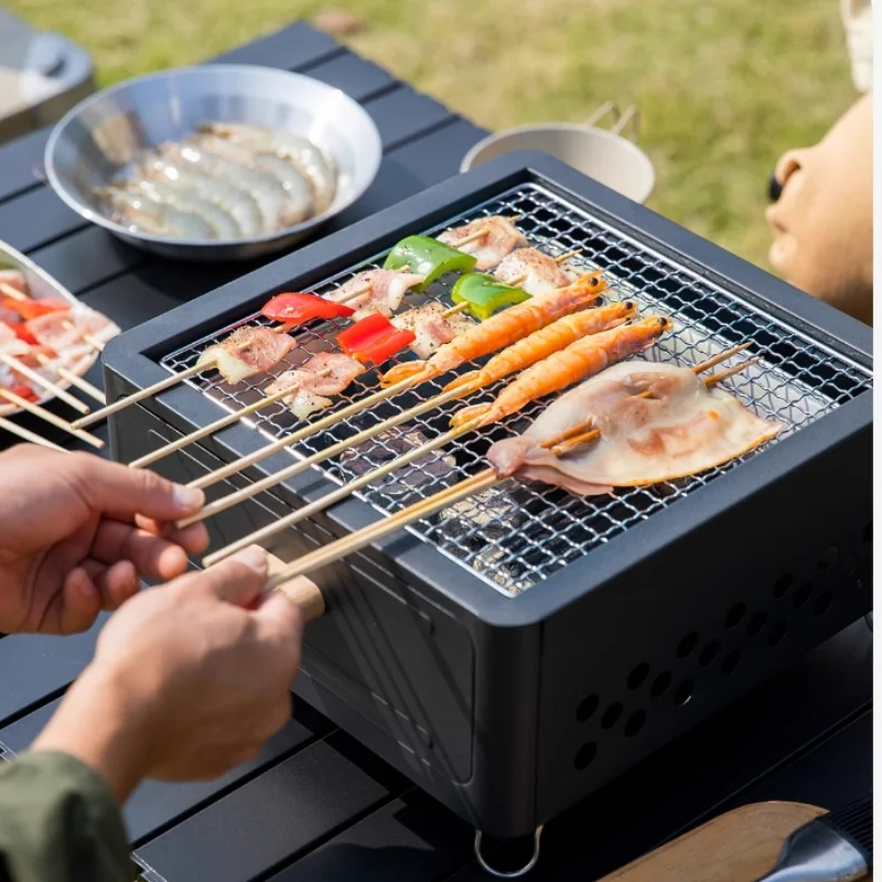 Square Barbecue Stove Drawer Carbon Basin Boiling Tea Grilling Meat Fried Meat Charcoal Grilling Easy Carry Bbq Grill Outdoor