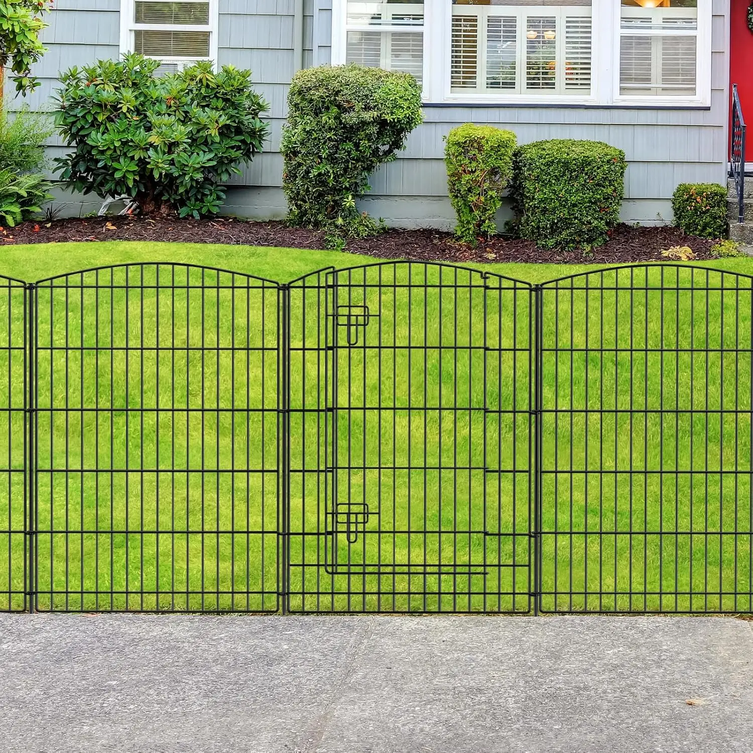 

Decorative Garden Fence 12 Panels with Gate, Rustproof Metal Wire for Patio Yard Animal Barrier