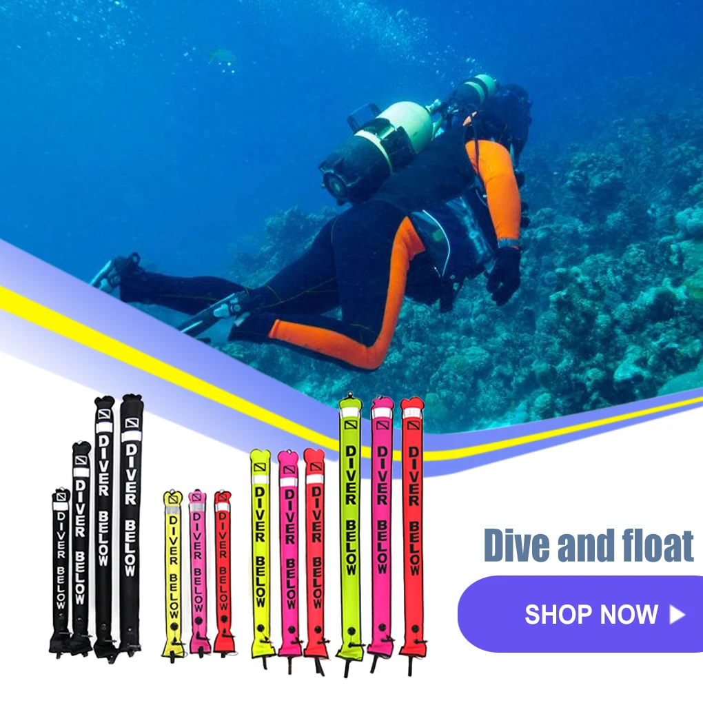 Surface Marker Buoy with UV Durable TPU Flange Quick Discouraged Diving Safety Gear Sausage Signal Tube Type 16