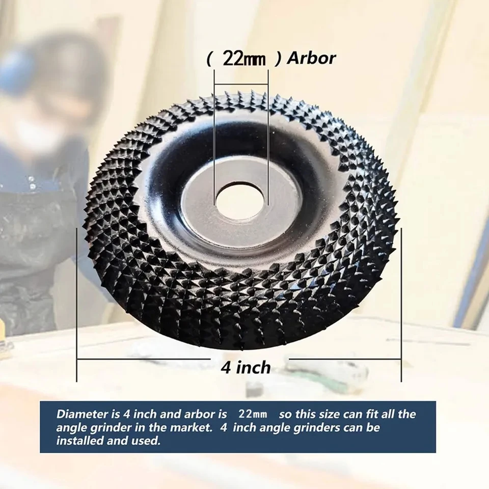 Grinder Wheel Disc 4 Inch Wood Shaping Wheel Wood Grinding Shaping Disk For Angle Grinders Power Tools view 5