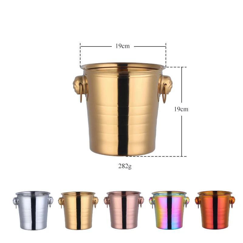 Stainless Steel Ice Bucket Gold Ice Holder Container With Scoops Whiskey Beer Ice Chiller Cooler Bar Tool For Party