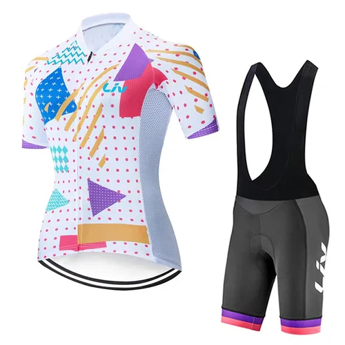 Imagen 2 del producto LIV-Conjunto de ropa deportiva de ciclismo para mujer, Top corto de ciclismo de carretera, pantalones cortos de secado rápido, jersey de ciclismo, babero