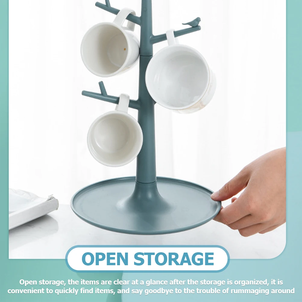 

Sturdy Plastic Cup Holder Mug Rack Stand Kitchen Countertop Non-Shaking Base Drying Organizer Bottles Coffee Cups Display