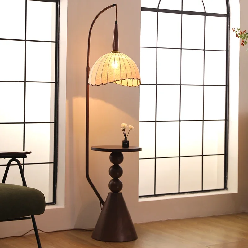 

Living room wind floor lamp wabi **** Internet celebrity Chinese bedside rack integrated