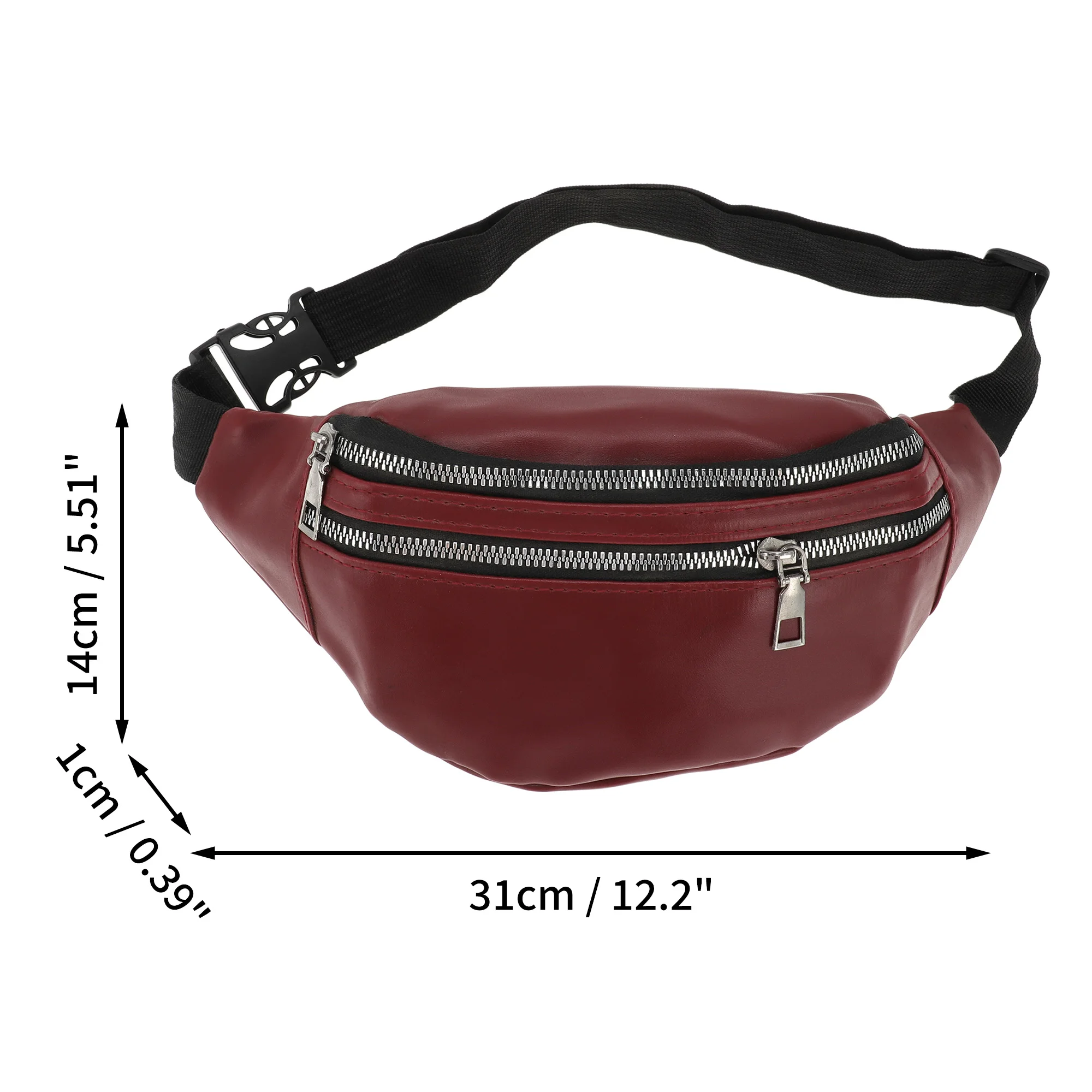 X Autohaux حقيبة خصر رياضية أنيقة مصنوعة من الجلد باللون الأحمر قطعة واحدة #3