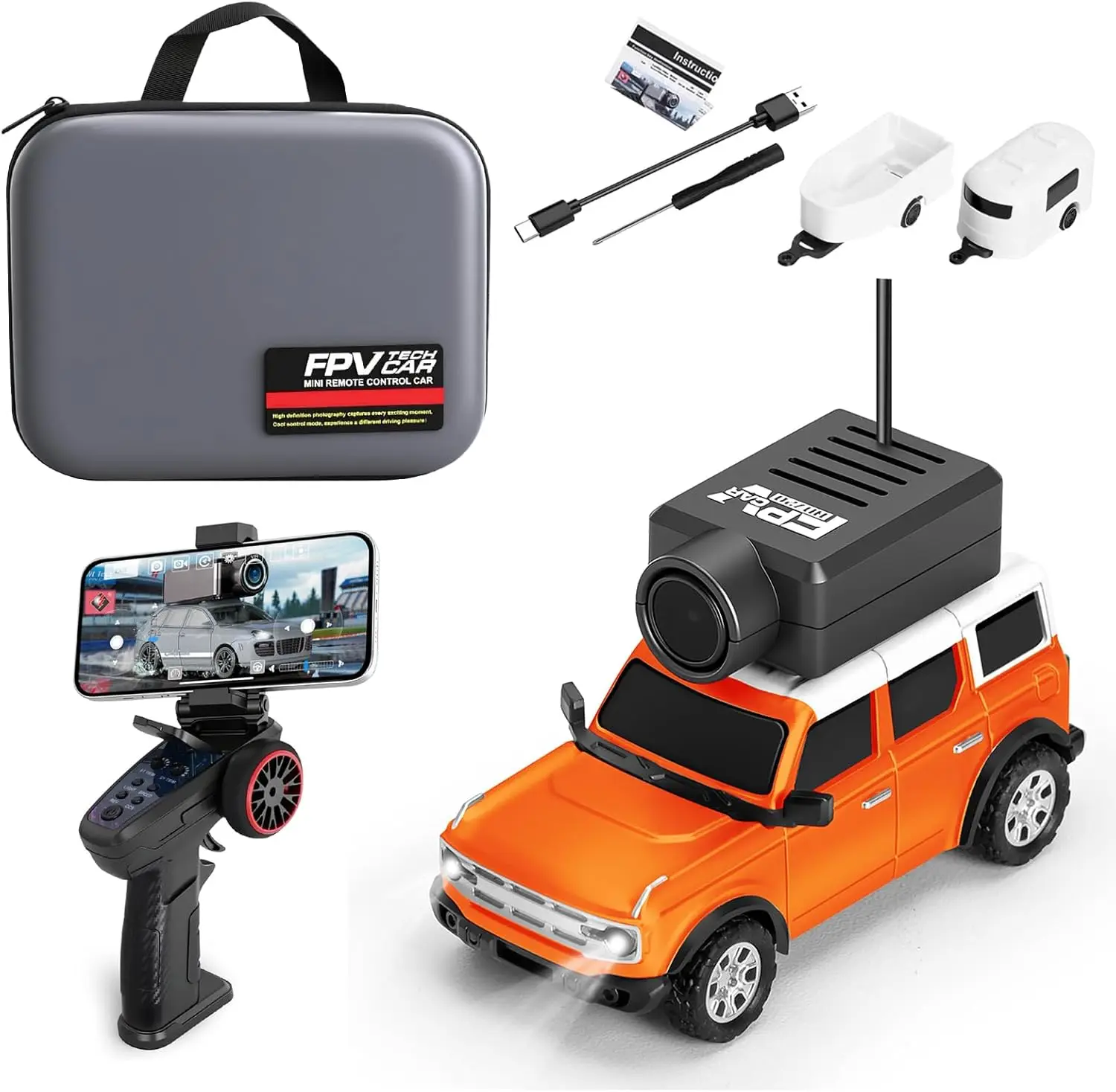 

WLtoys Mini RC Car, 1:64 Scale FPV RC Drift Car with 720P HD Camera, 2.4GHz Transmitter and WiFi App