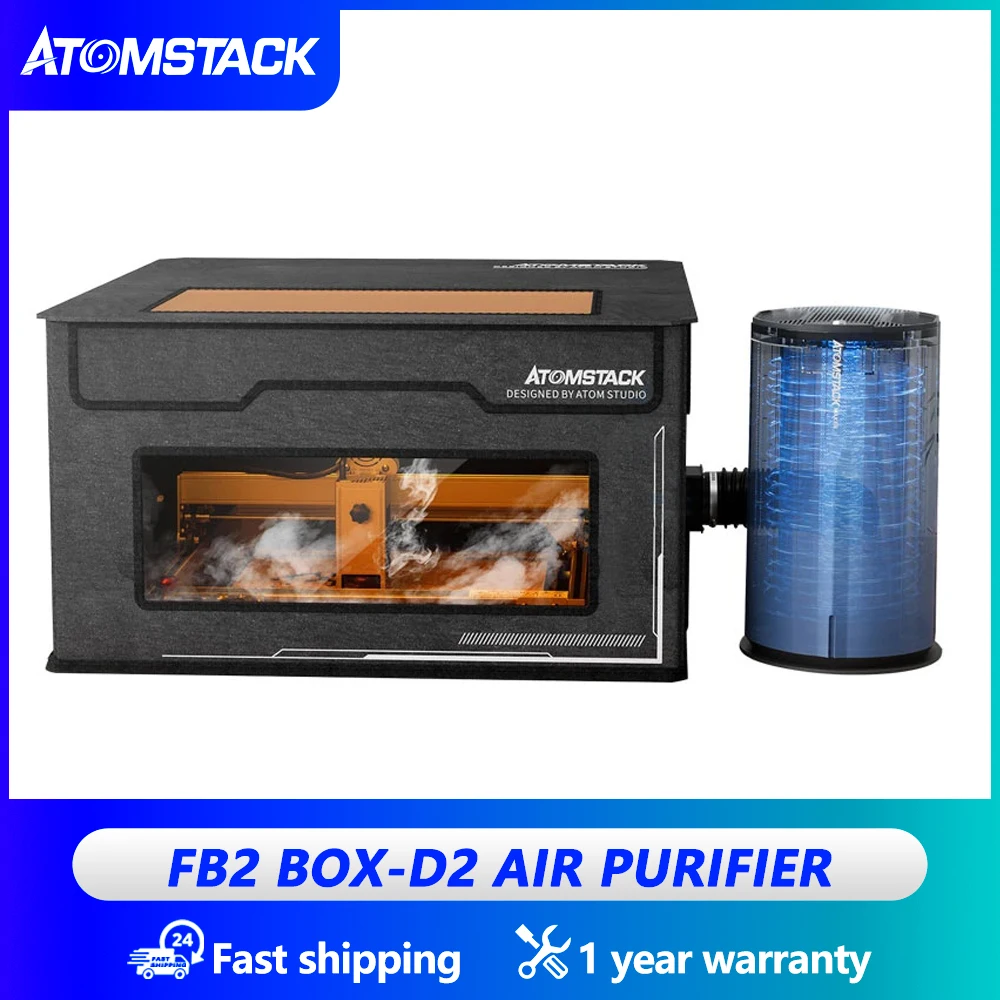 Atomstack D2 Laser Engraver Smoke Filter Protection Box Air Purifier 99.97% High Purification Activated Carbon Gas Filtration