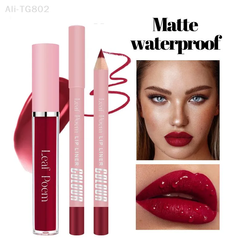 1 セット 2-in-1 マットリップメイクアップキット リップライナーペン付き 12 色 防水 長持ちする万能ギフト 完璧なメイクアップに最適