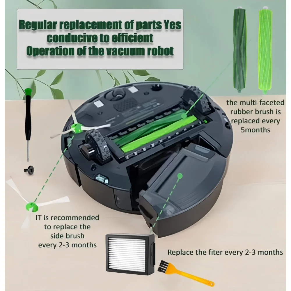 Kit de piezas de repuesto para aspiradora IRobot Roomba I3 I7 i7+/i7 Plus E5 E6, cepillo de goma, cepillo lateral, filtr