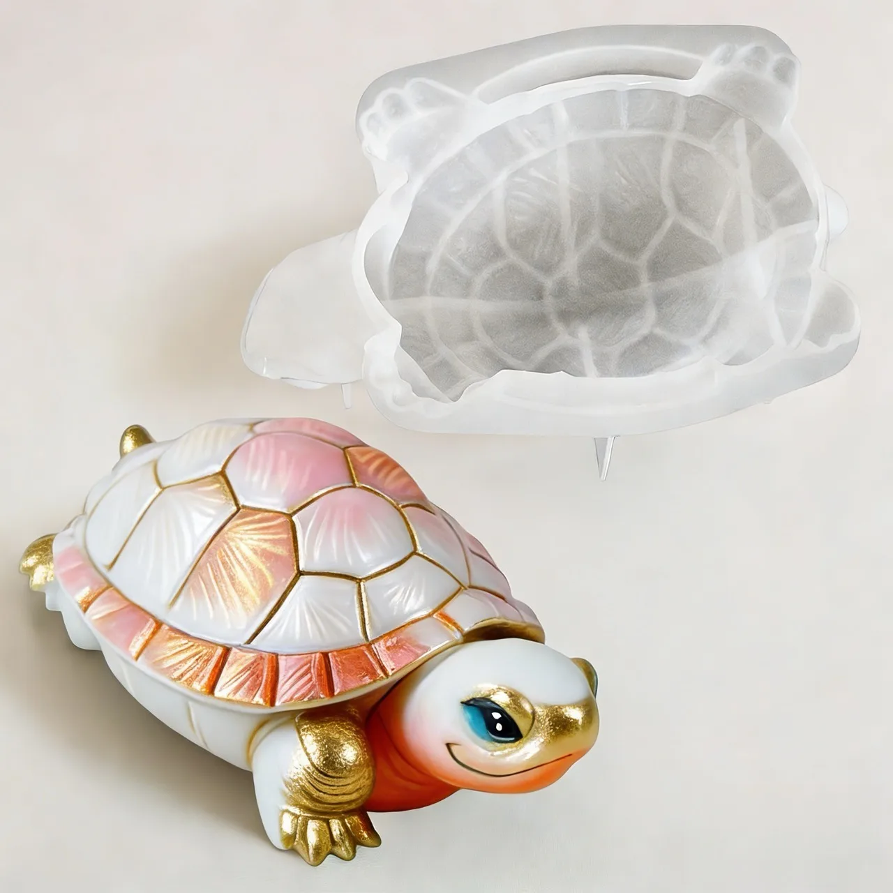 Exquisite große Schildkröten-Silikonform, geeignet für Kerzen, Ton und Gips. Diese Formen eignen sich hervorragend zur Herstellung von duftenden Dekorationen und sind auch ideal für Projekte mit Beton