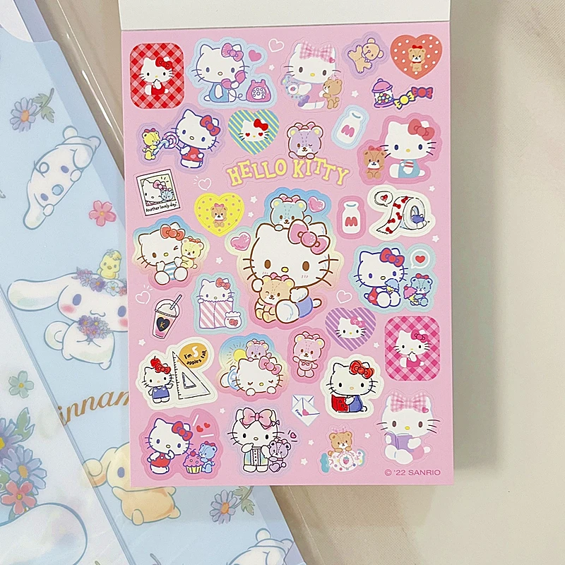 Kawaii Sanrio Hello Kitty Cinnamoroll Notepad Cute Kuromi Melody Diy Sticker Message Memo Notebook Student Stationery Girls Gift