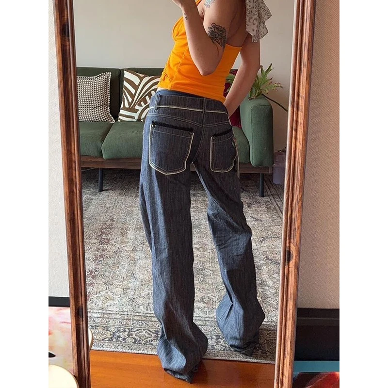 

Женские расклешенные джинсы с низкой посадкой, джинсы Bootcut, корейские джинсы скинни 2000-х годов, джинсовые брюки Y2k, японский Harajuku, стрейч-клеш