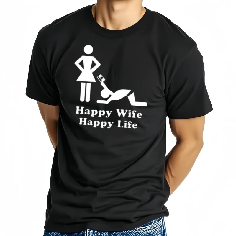 T-shirt en coton imprimé pour hommes et femmes, Streetwear Hip-Hop, Cadeau d'urgence, Happy Wife, Funny Life, Poland M
