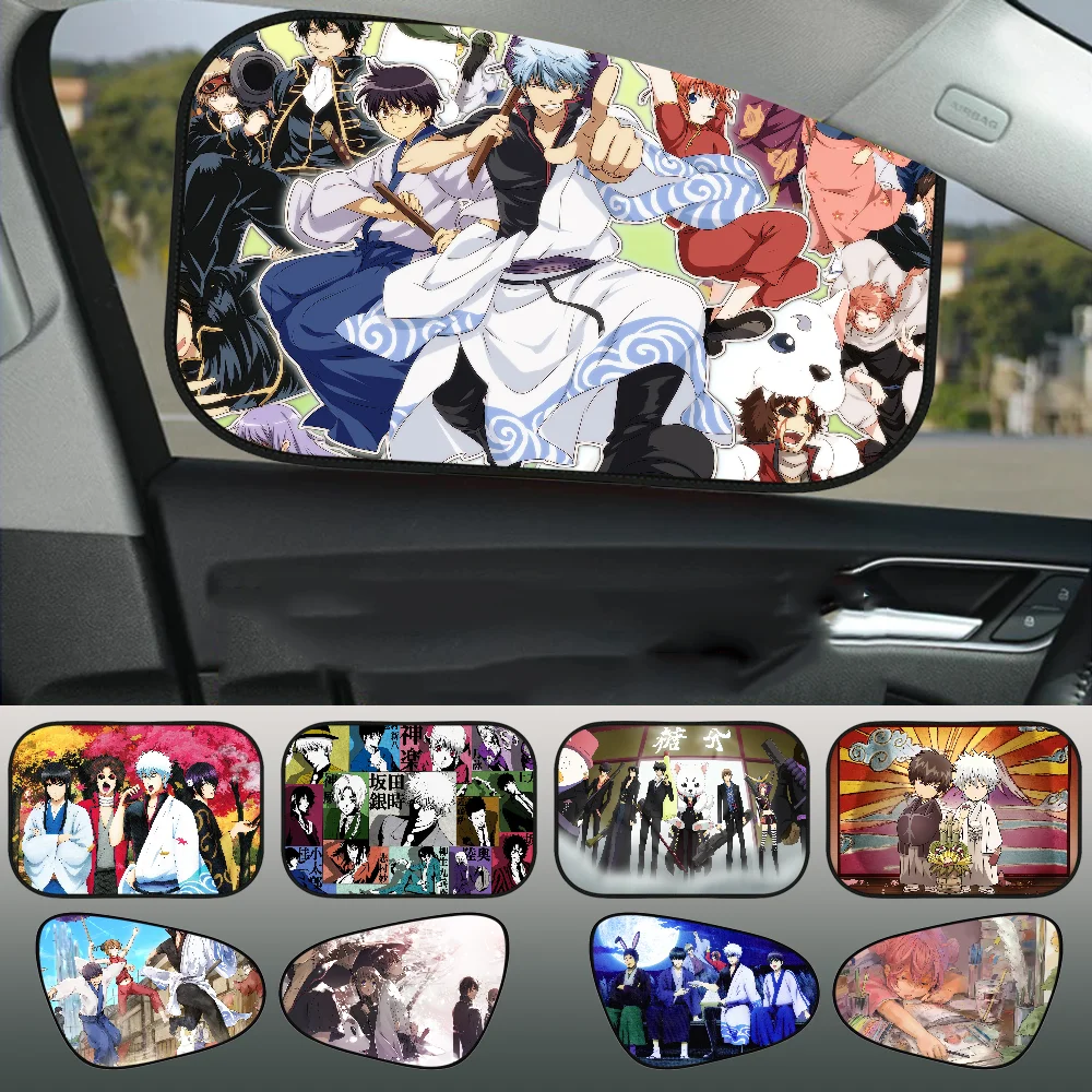 

Anime Gintama Cartoon Sunshade UV Protection Heat Electrostatic Film Summer Retractable Window Shade Car Printing