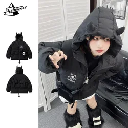 Hip Hop Oversize parka uomo donna inverno addensato caldo cappotto di cotone sciolto High Street devil's Point coppia giacca di pane Unisex