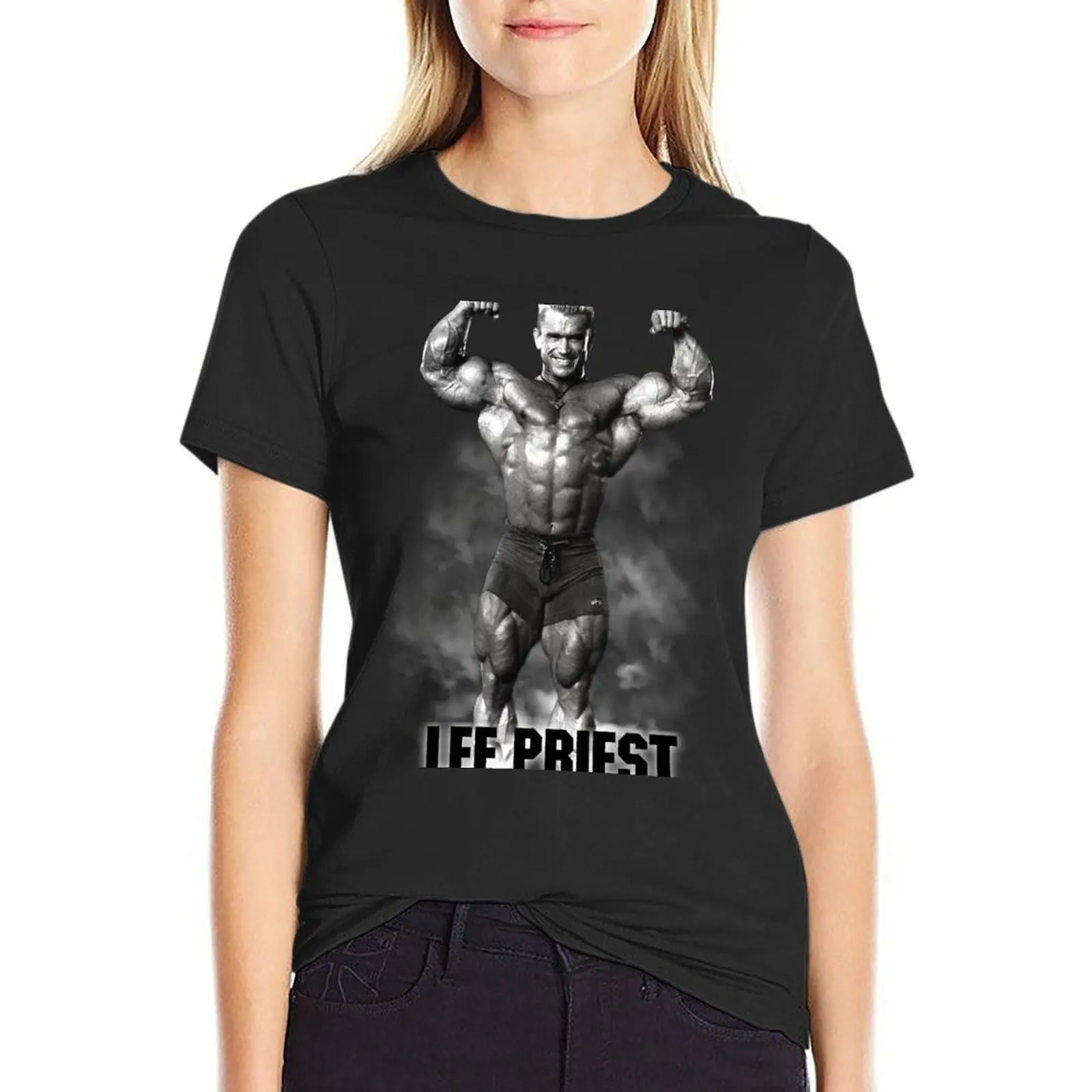 Lee Priester Doppel Bizeps Bodybuilder T-Shirt Anime plus Größe Tops Sport fans maßge schneiderte T-Shirt Kleid für Frauen plus Größe