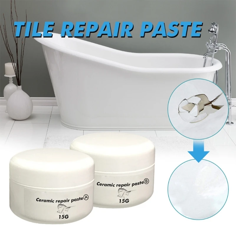 Ceramic Repair Paste Tub Tile & Shower Porcelain Repair for Crack Chip Ceramic Bathroom Tub Floor Ceramic Repair