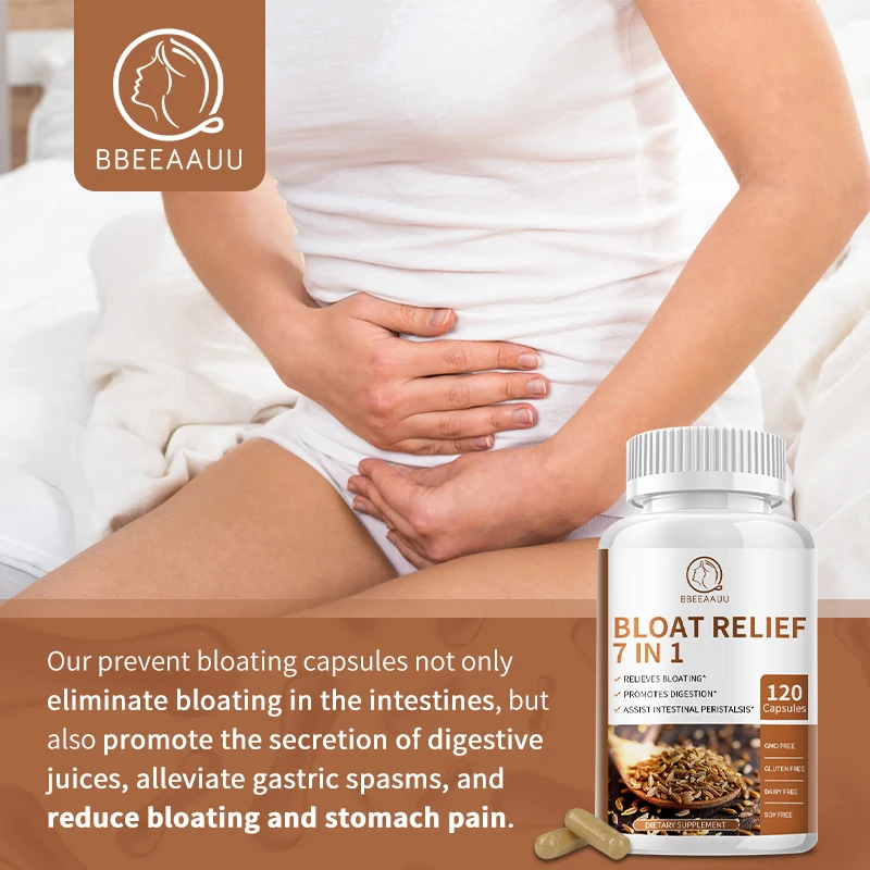 BBEEAAUU Relieves Bloating Capsules Helps Digestion Less Gas & Bloating Assist Intestinal Peristalsis Balanced Microbiota