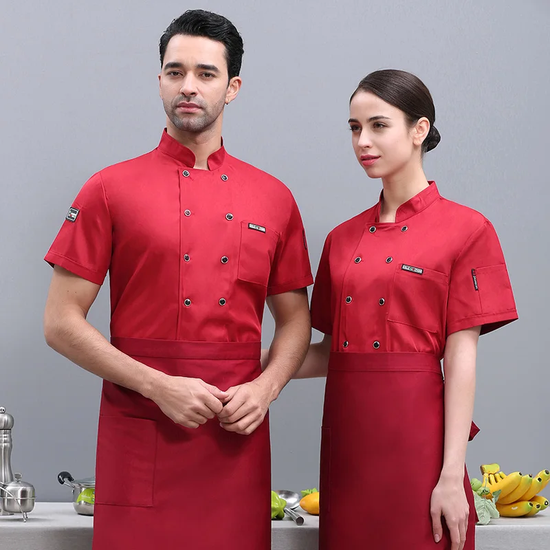 Chef Uniform Men Cook Clothes Unisex Restaurant Kitchen Shirt Short/Long Sleeves Pastry Jacket Works Top Print Logo Pattern