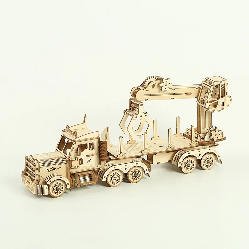 Wooden Truck Crane Model Puzzle Kit 3D Puzzle Children\'s Handmade Toy Christmas Gift Home Decor Model Jigsaw Puzzle for Adult