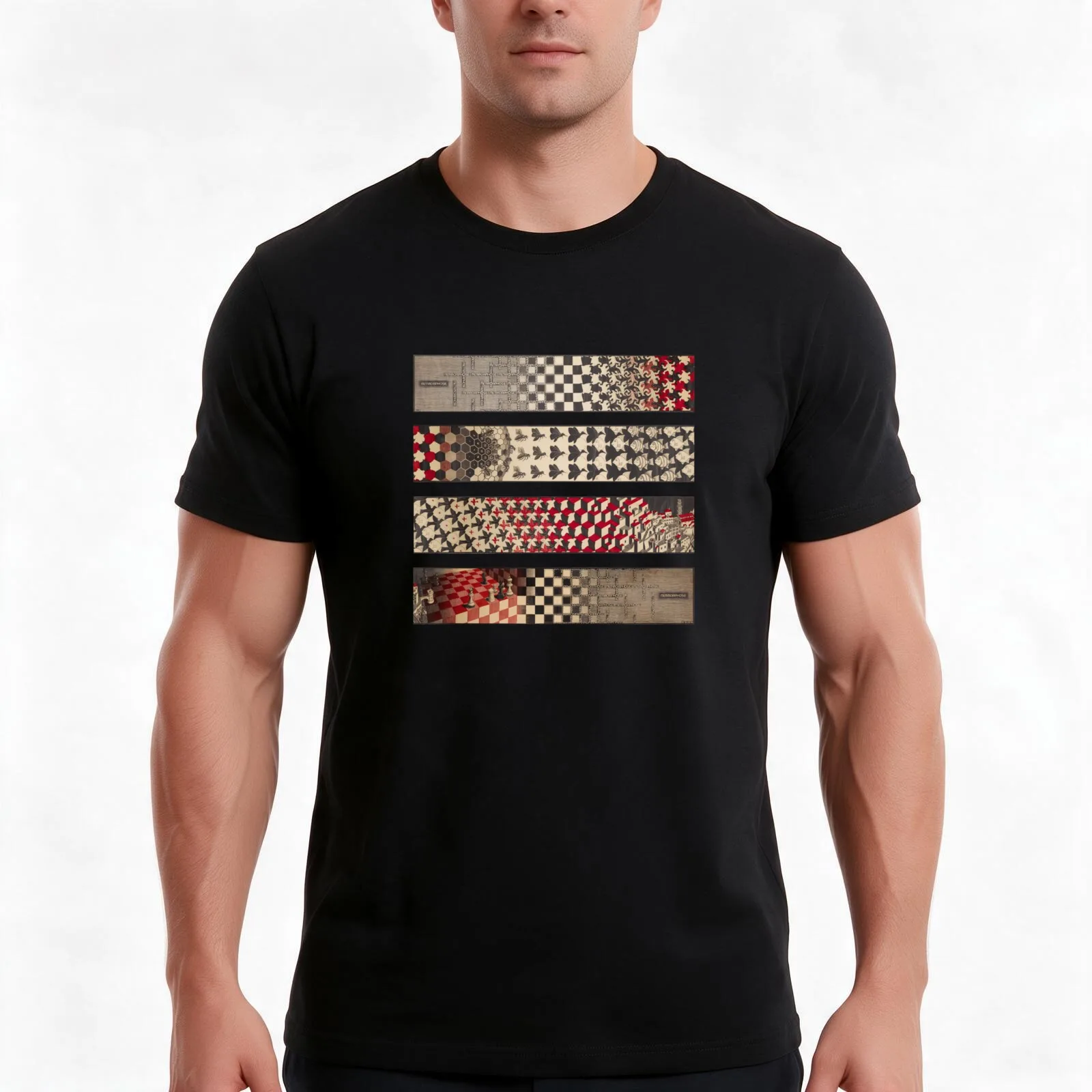 M.C. Escher - Metamorphosis II, 1939 T-Shirt, Summer Casual Cotton Tee, Oversized Streetwear Tops, Vintage Graphic Print