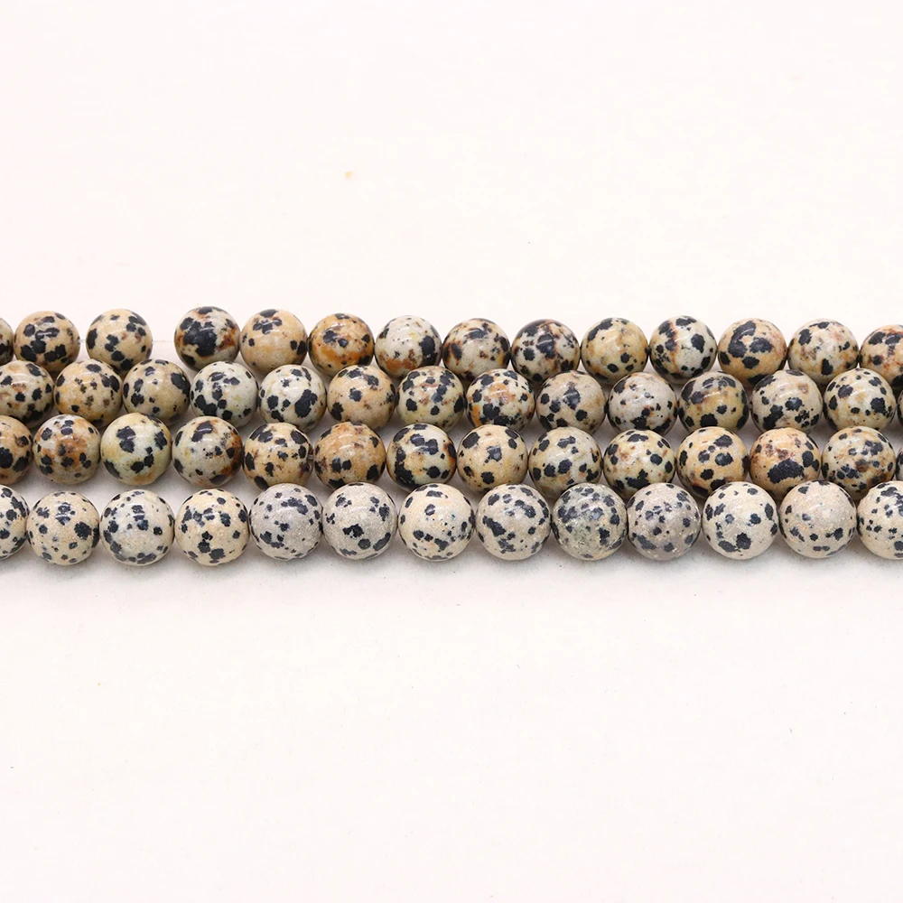 

Fashion Natural Stone Polished Round Straight-Hole Loose Dalmatian Jasper Beads DIY Necklace Jewelry Accessories Materials