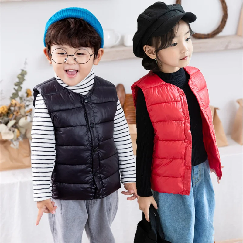 Children Down Waistcoat Autumn Winter Kids Vest Padded Clothes Infant Lightweight Down Coat Sleeveless Jacket Toddler Clothing