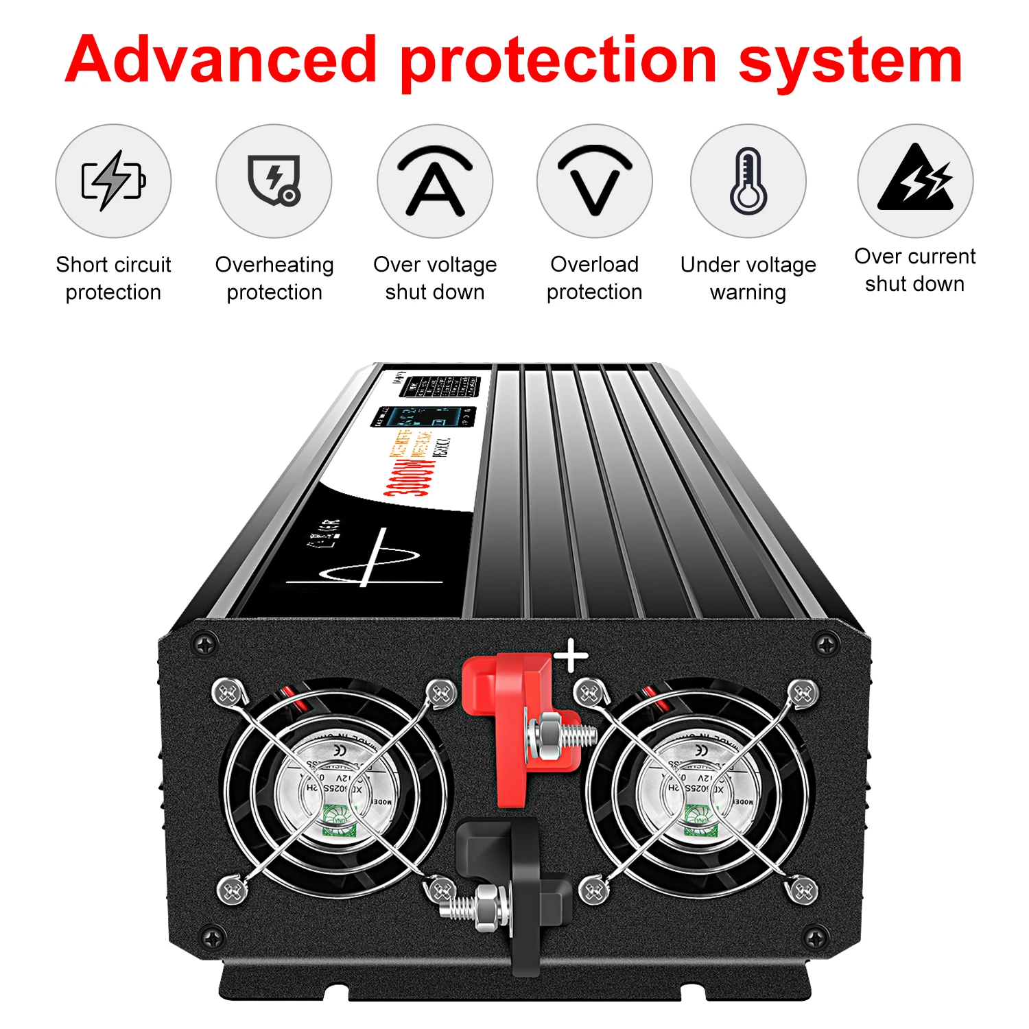 3000W pure sine wave solar car power inverter 12V/24V/48V DC to 110V 220V AC LCD screen