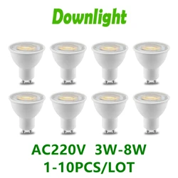 LED 스포트라이트 실내 조명 전구, GU10, 3W, 5W, 6W, 7W, 38 도, 220V, 3000K, 4000K, 6000K, 봄블라, 1-10 개