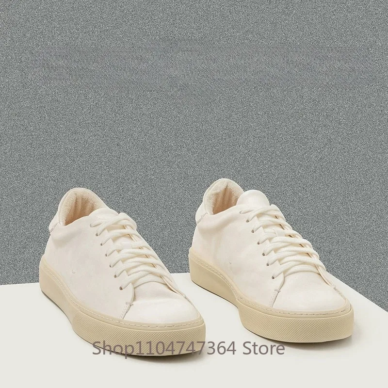 French Handmade Concise Horseskin Men's Casual Shoes Wear-resistant Soft Sole Genuine Leather Daily Walking Sport Flats Male